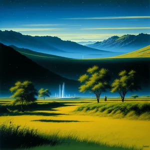 Serenity over Rolling Hills and Azure Skies
