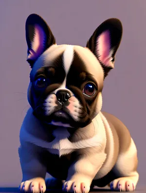 Cute Bulldog Terrier Puppy Sitting and Looking