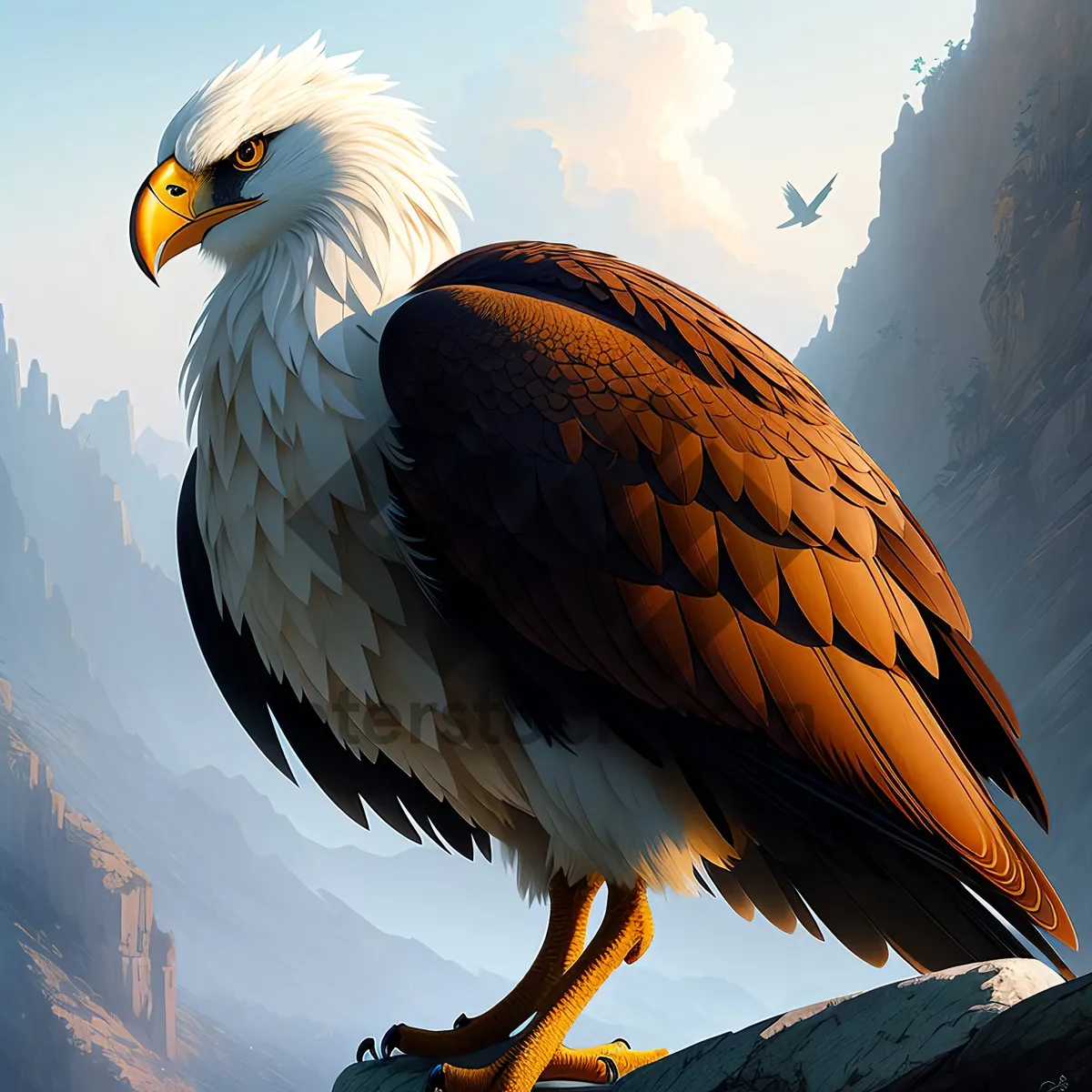 Picture of Eagle soaring with intense gaze