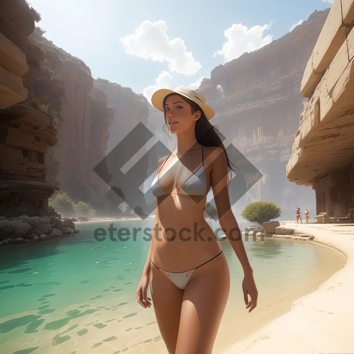 Picture of Exotic Beach Vacation with Attractive Model in Bikini