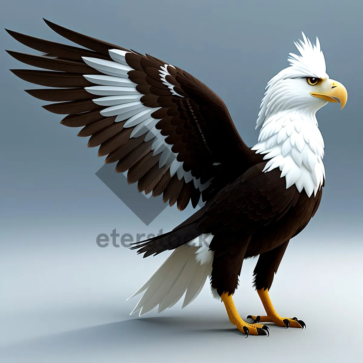 Picture of Graceful Predator in Flight: Majestic Bald Eagle Soaring with Wings Spread