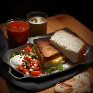 Delicious gourmet meat and vegetable salad plate