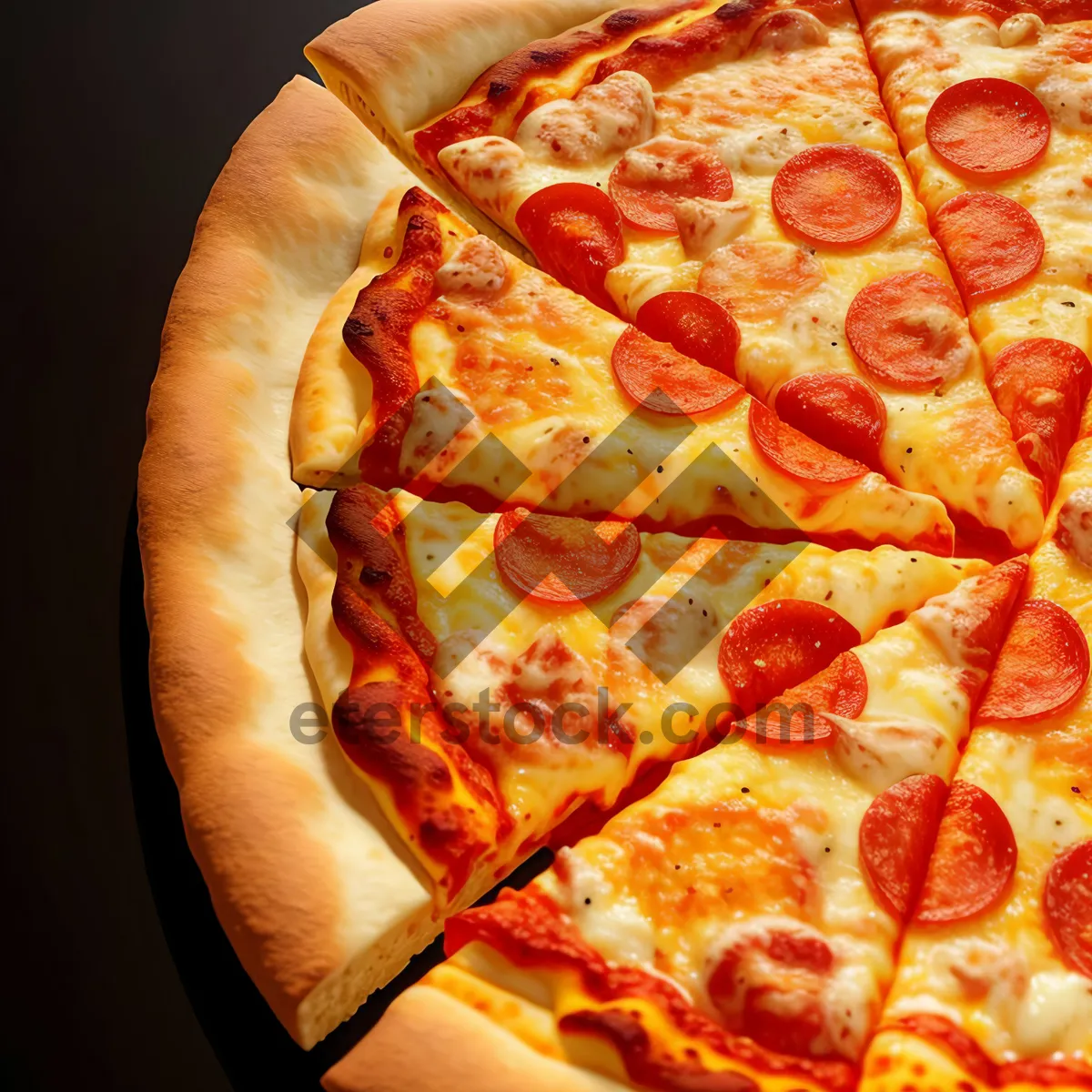 Picture of Delicious Pepperoni Pizza with Mozzarella and Tomato