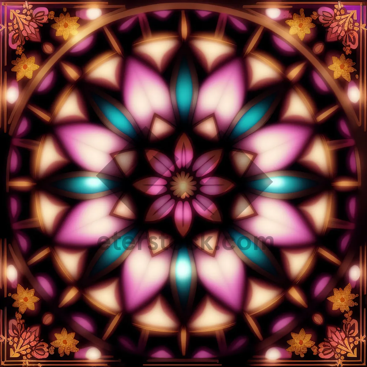 Picture of Glowing Lilac Gem Pattern with Abstract Geometry