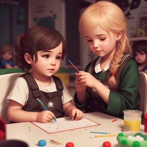 Cheerful group of friends in a classroom