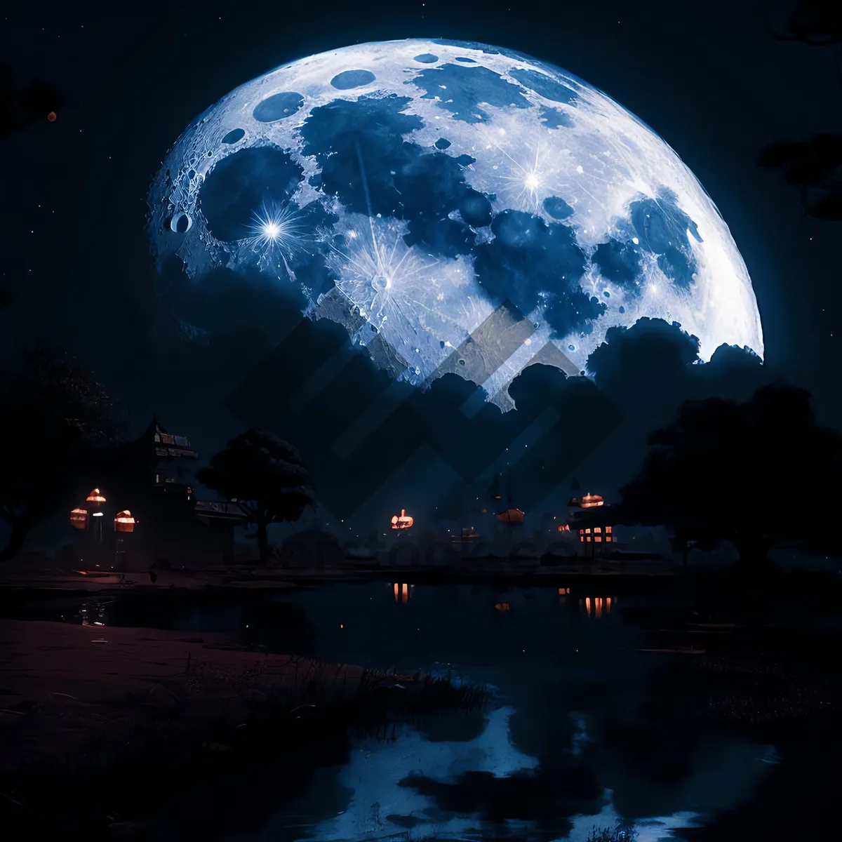Picture of Night sky illuminated by moon and stars