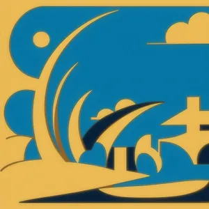 Creative graphic design icon with symbolic elements