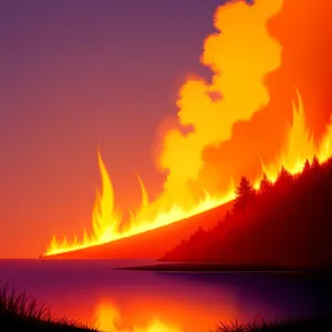 Radiant Celestial Blaze: A Vibrant Sunset's Fiery Horizon