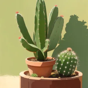 Tropical Agave Succulent Leaf with Pineapple-like Flower