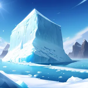 Frozen Majesty: Arctic Mountain Peak Reflecting in Icy Lake.