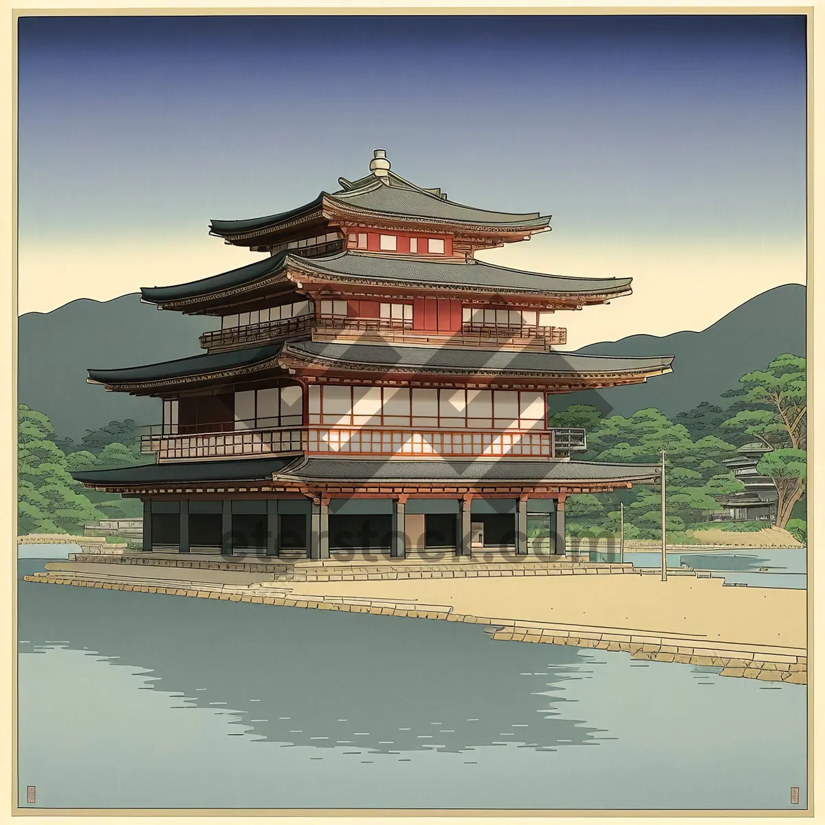 Picture of Ancient Kyoto Temple by the Lake