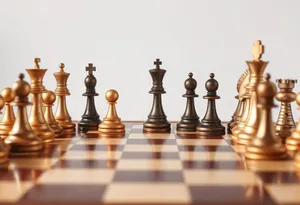 Strategic game of chess with black pieces on board