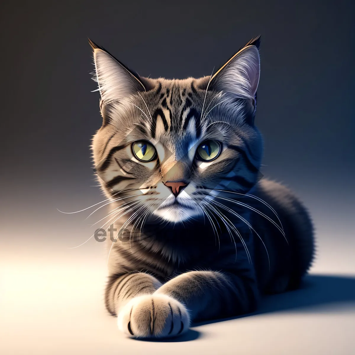 Picture of Furry Feline Fun: Cute Gray Tabby Kitten with Adorable Whiskers