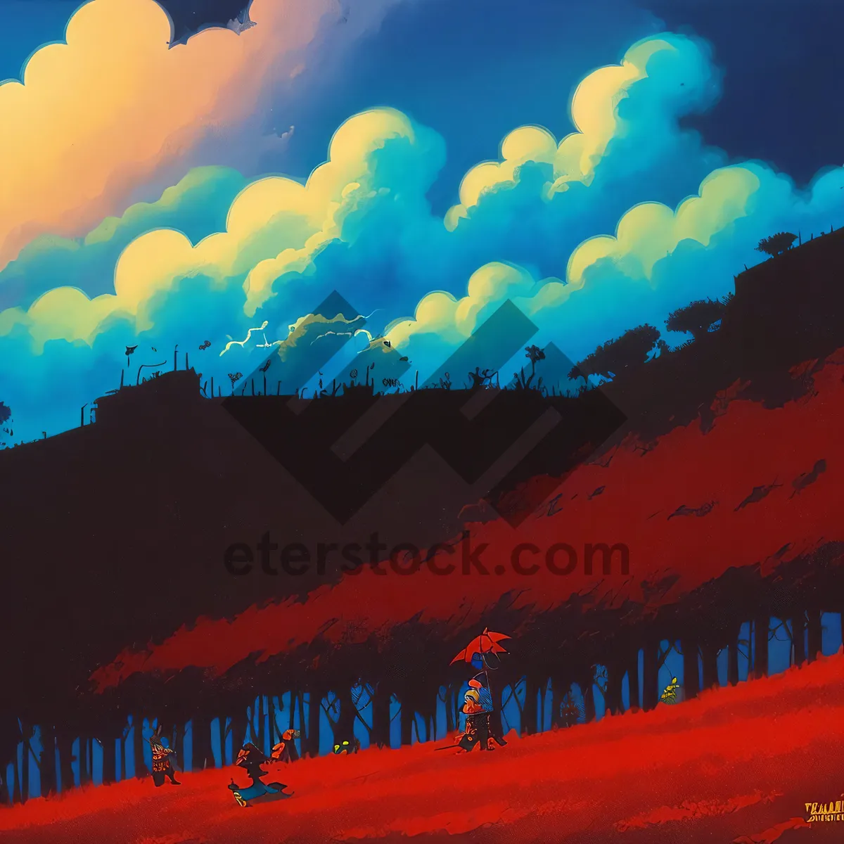 Picture of Sunny Sky with Bright Clouds and Summer Sun