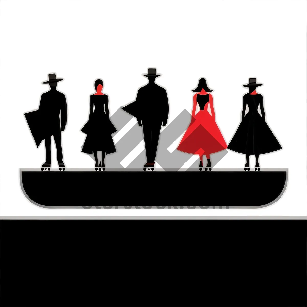 Picture of Black Silhouettes of Men and Women in Group