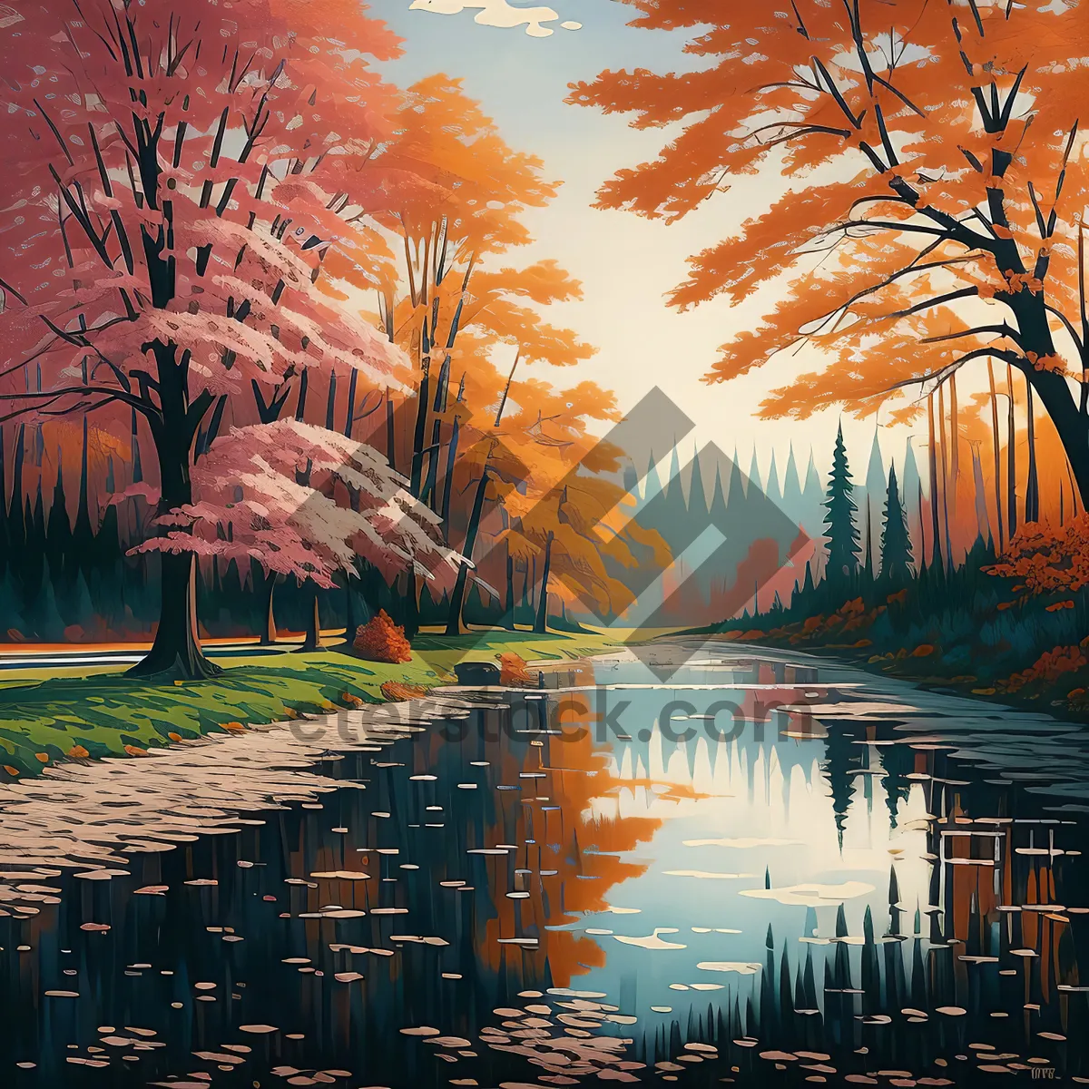 Picture of Fading sun over palm trees on beach