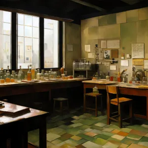 Modern interior design of luxury restaurant with empty chairs.