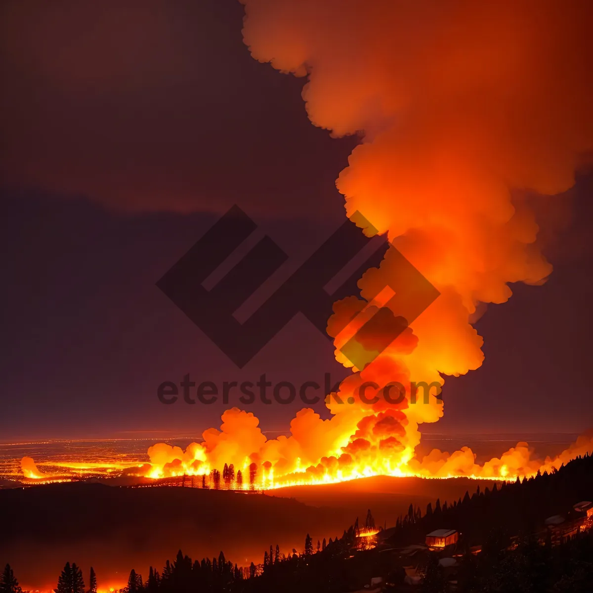 Picture of Blazing Sunset: Flaming Weapon Lights Up Orange Sky