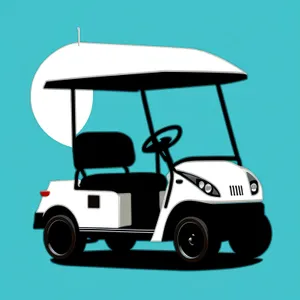 Cartoon Golfer Riding Bus with Style