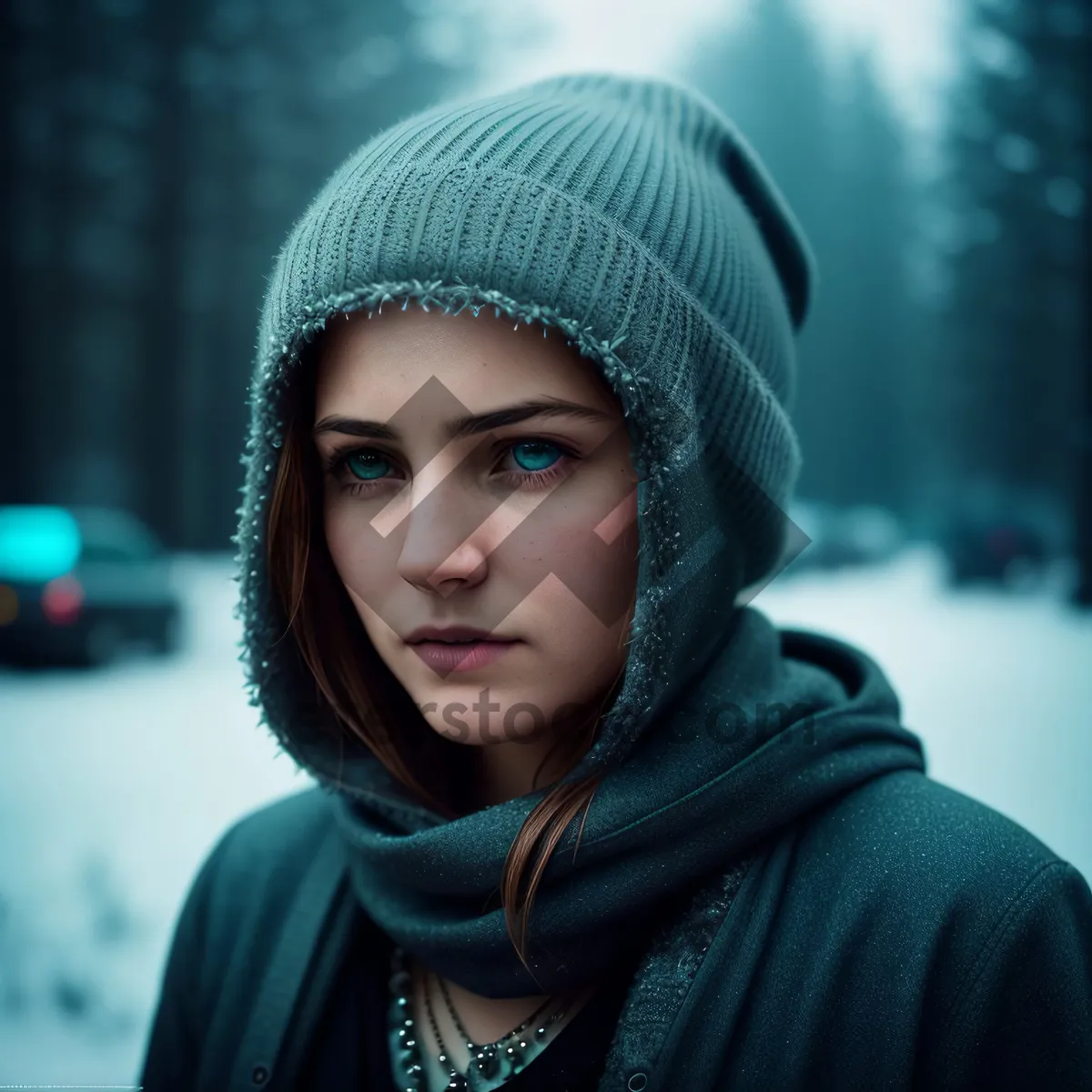 Picture of Cute Child Wearing Winter Hat, Smiling