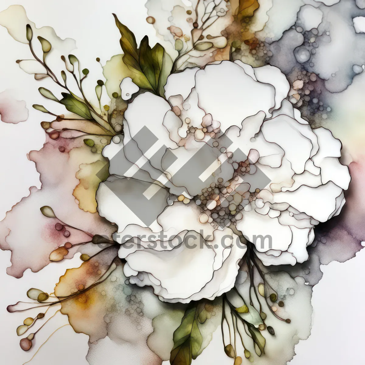 Picture of Vintage floral pink bouquet decoration with ornate pattern.
