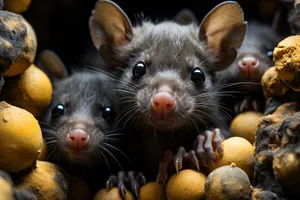 Furry Rodent Peeking with Curious Eyes