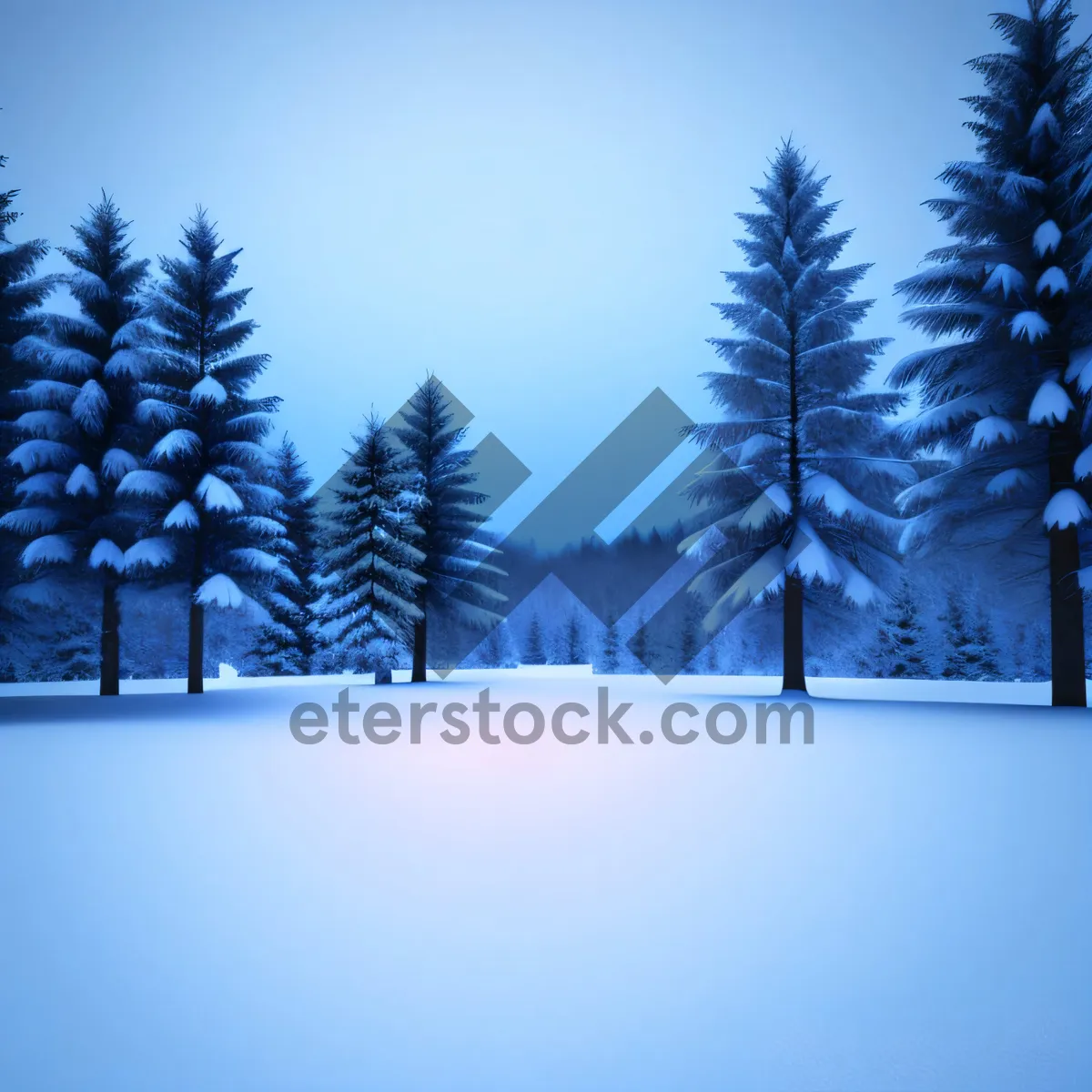 Picture of Winter Wonderland: Majestic Pine Trees in Snowy Forest