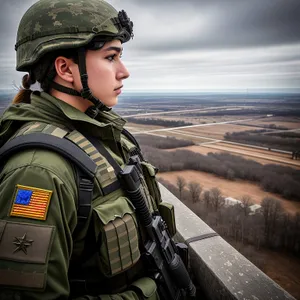 Army Soldier Wearing Military Uniform with Helmet