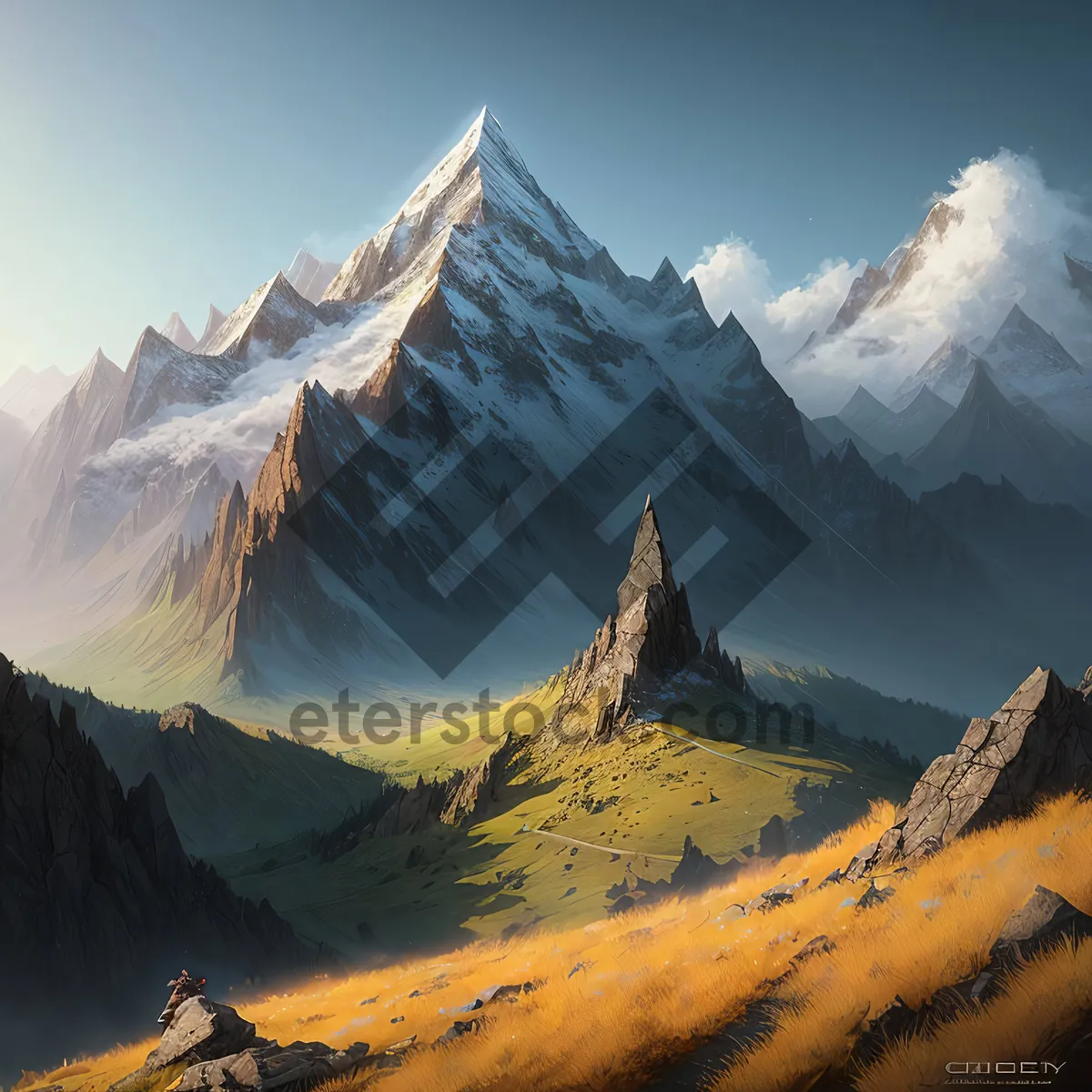 Picture of Majestic Alpine Peaks amidst Pristine Snowy Landscape