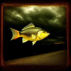 Colorful Tropical Snapper in Underwater Aquarium Scene