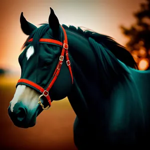 Elegant Brown Stallion in Equestrian Portrait