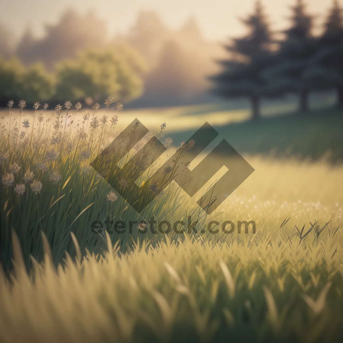 Picture of Sun-kissed Wheat Field in Rural Landscape