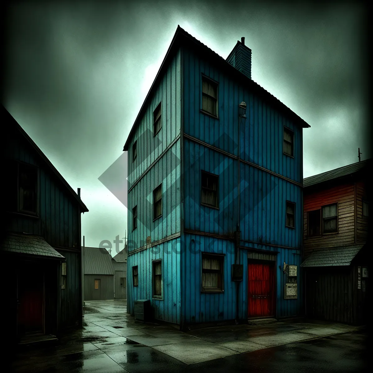 Picture of Vintage urban skyline with historic warehouse buildings