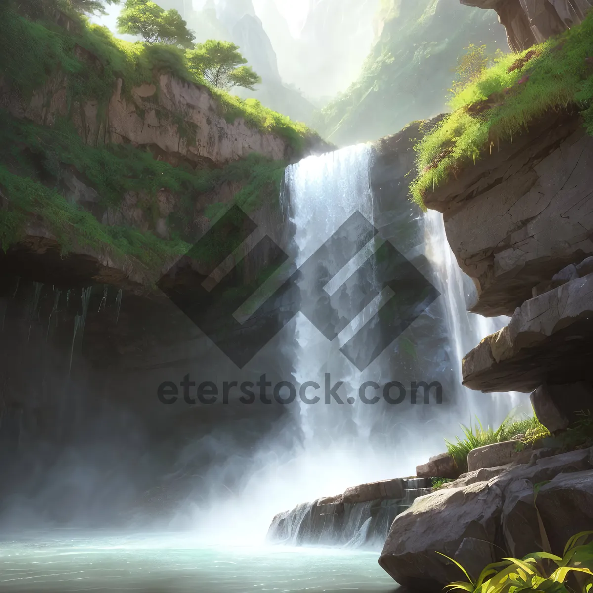 Picture of Tranquil Cascades in Serene Forest