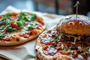 Gourmet pizza with hot pepper and cheese slice