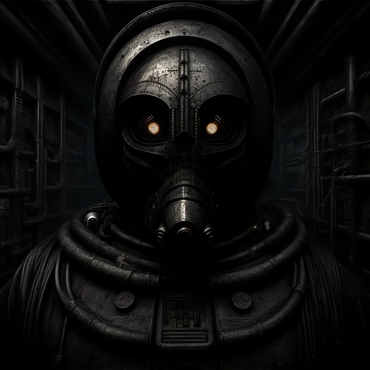 Picture of Man in gas mask for protection in toxic environment