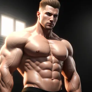 Seductive Man Displaying Sculpted Abs in Shadows