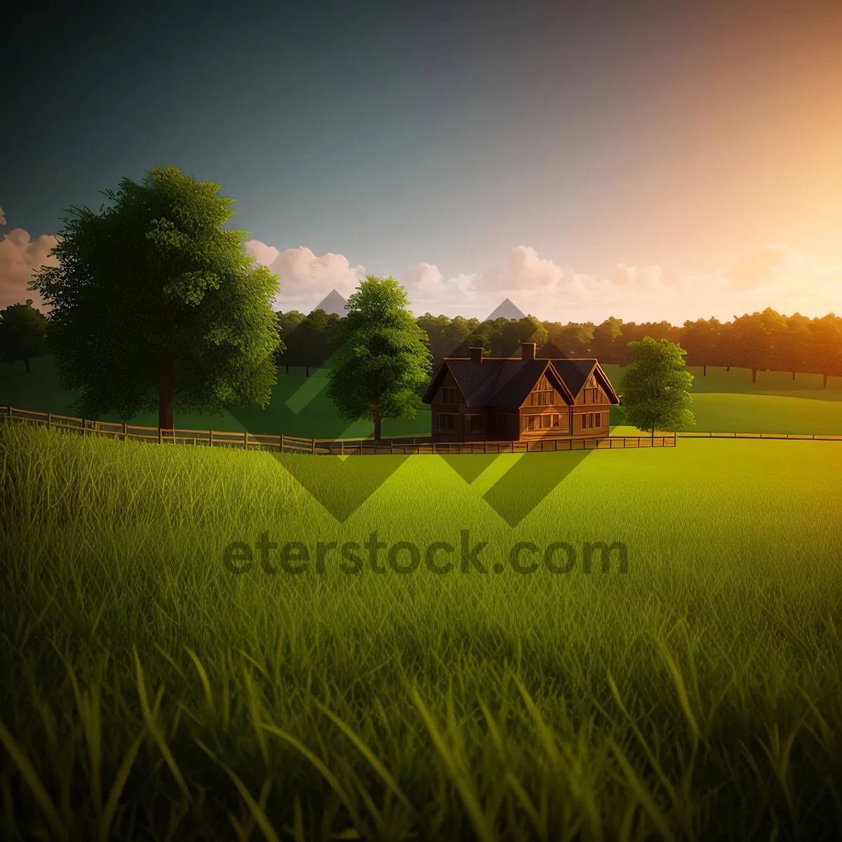 Picture of Vibrant Rural Horizon with Rolling Meadows