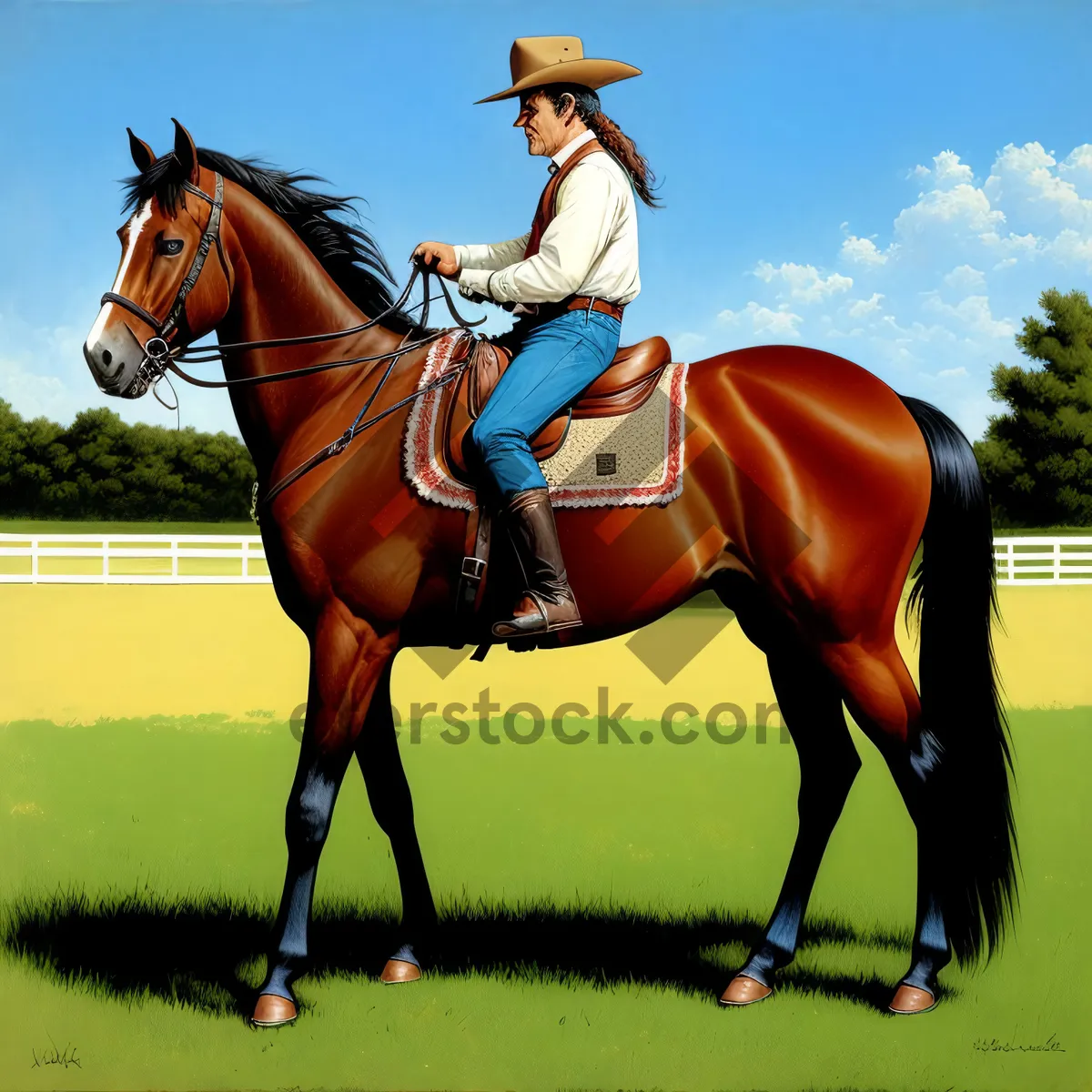 Picture of Thoroughbred Stallion Riding in Equestrian Sport