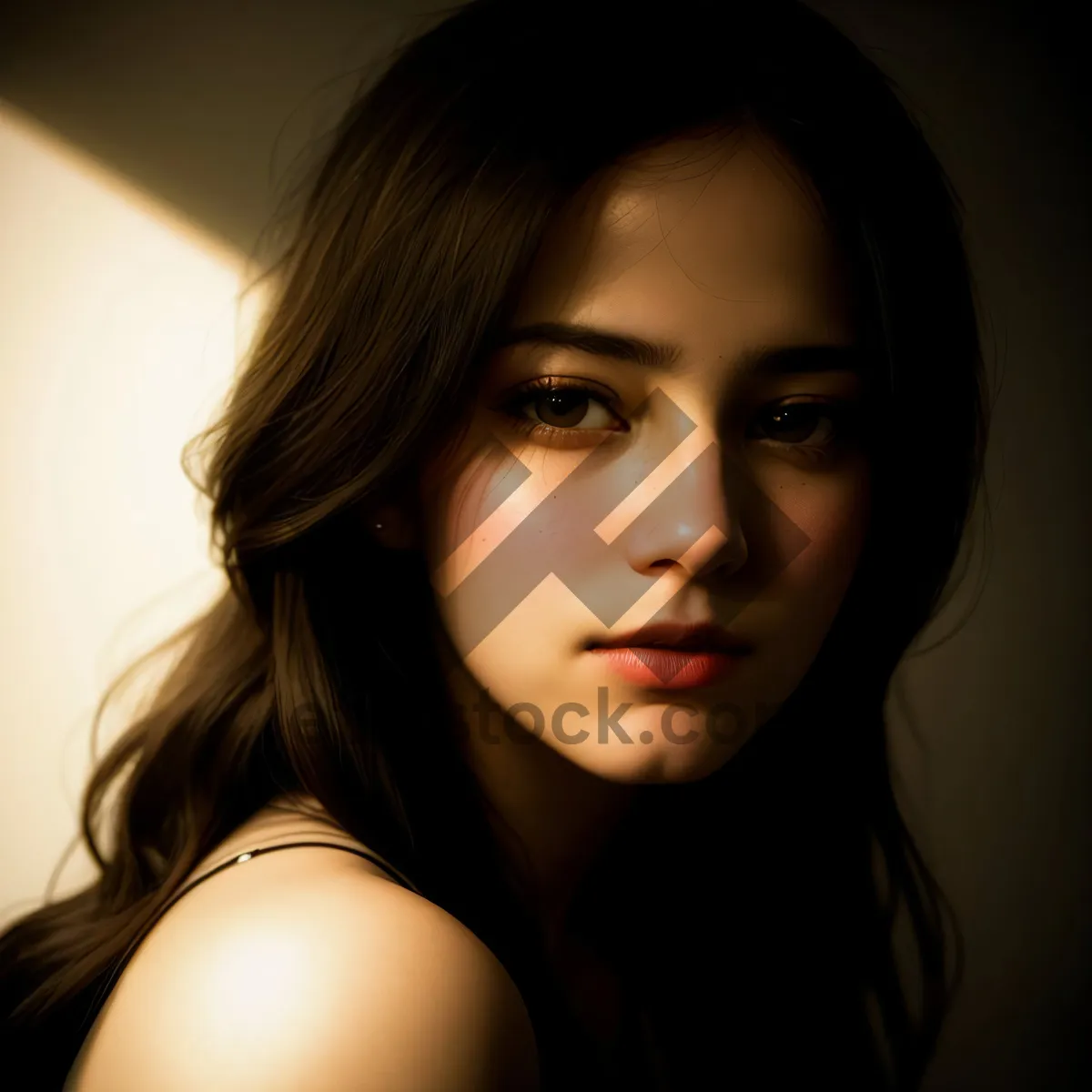 Picture of Stylish brunette model with sensual makeup and attractive hair