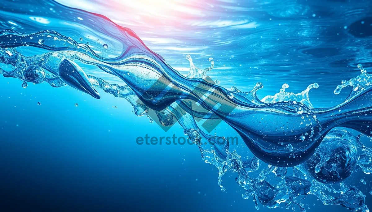 Picture of Underwater Barracuda Swimming in Clear Blue Ocean.