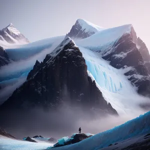 Snowy Glacier Mountain Landscape with Majestic Peaks