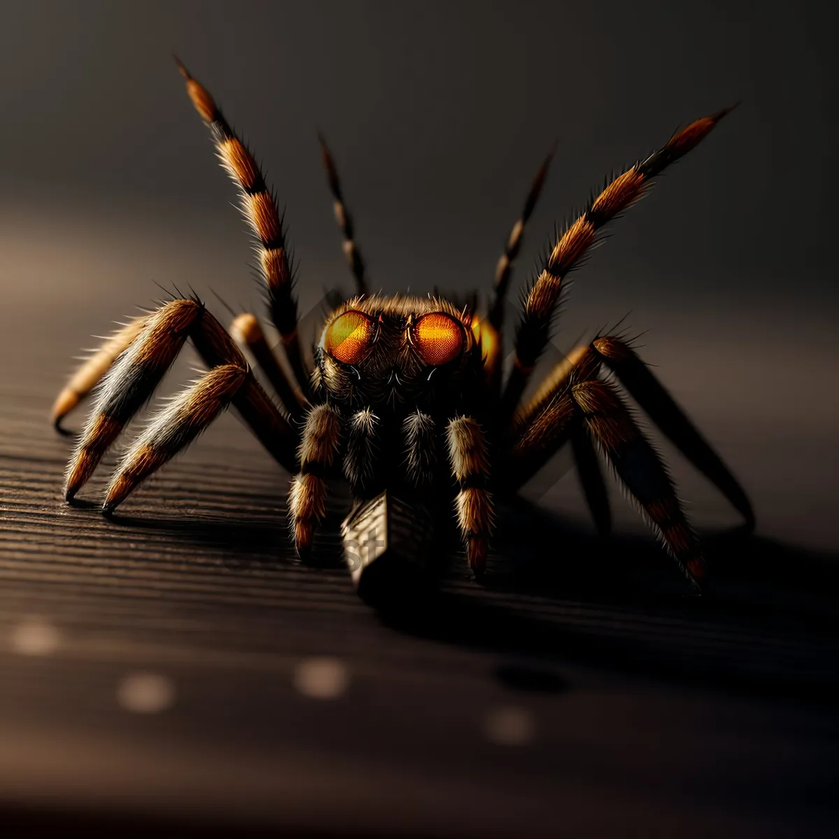 Picture of Close-up garden spider on flower petal