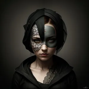 Glamorous Mask-Adorned Lady - An Enigmatic Venetian Beauty