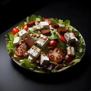 Fresh Healthy Salad with Grilled Vegetables and Cheese