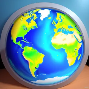 Global Earth Map Icon with Continent Symbols