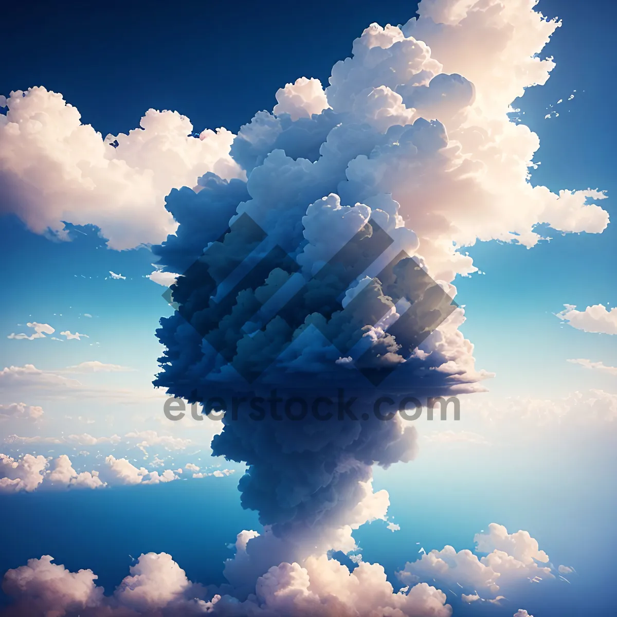 Picture of Serene Azure Sky With Fluffy Clouds