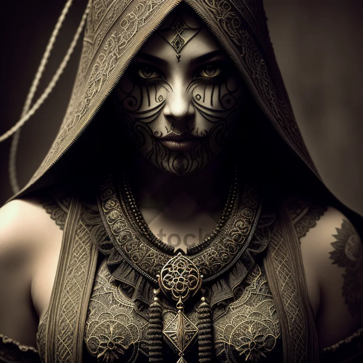 Picture of Sorcerer Lady with Fashionable Black Mask and Ruler