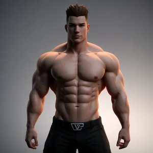 Muscular Man Posing With Strong Abs