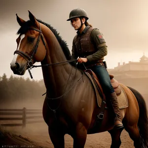 Stunning Brown Stallion in Equestrian Riding